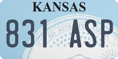 KS license plate 831ASP