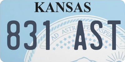 KS license plate 831AST