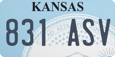 KS license plate 831ASV