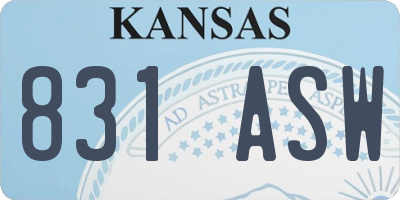 KS license plate 831ASW
