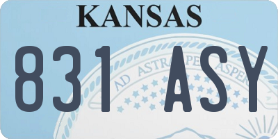 KS license plate 831ASY