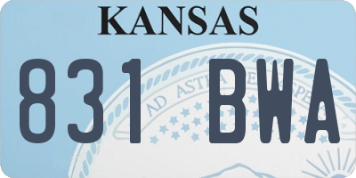KS license plate 831BWA