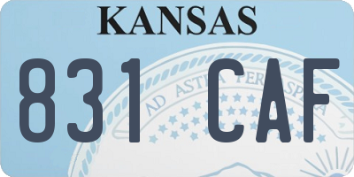 KS license plate 831CAF