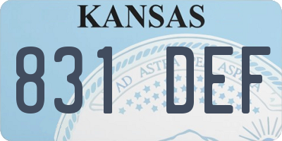 KS license plate 831DEF
