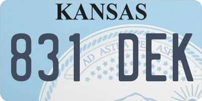 KS license plate 831DEK