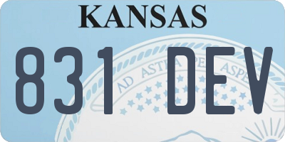 KS license plate 831DEV