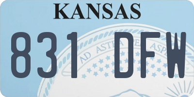 KS license plate 831DFW