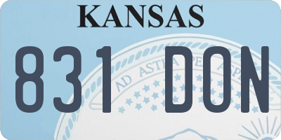 KS license plate 831DON