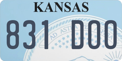 KS license plate 831DOO
