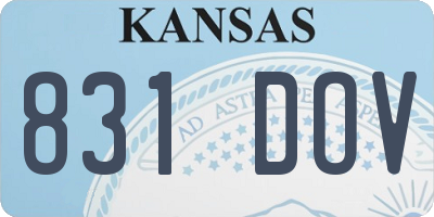 KS license plate 831DOV
