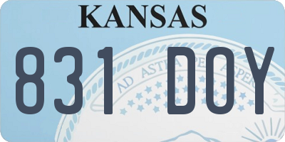 KS license plate 831DOY