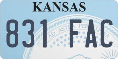 KS license plate 831FAC