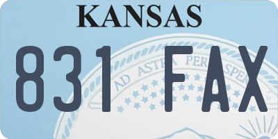 KS license plate 831FAX