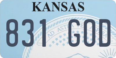 KS license plate 831GOD