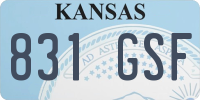 KS license plate 831GSF
