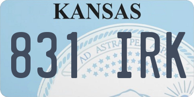 KS license plate 831IRK