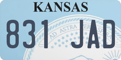 KS license plate 831JAD
