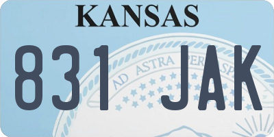 KS license plate 831JAK