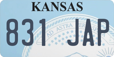KS license plate 831JAP