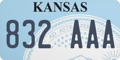 KS license plate 832AAA