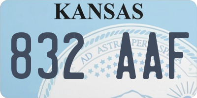 KS license plate 832AAF