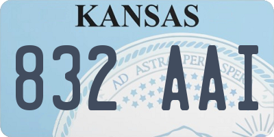 KS license plate 832AAI