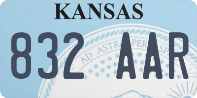 KS license plate 832AAR