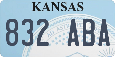 KS license plate 832ABA