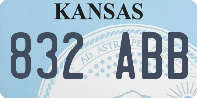 KS license plate 832ABB