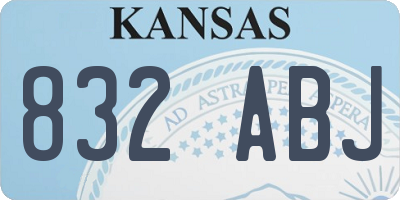 KS license plate 832ABJ