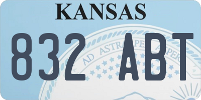 KS license plate 832ABT