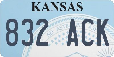 KS license plate 832ACK