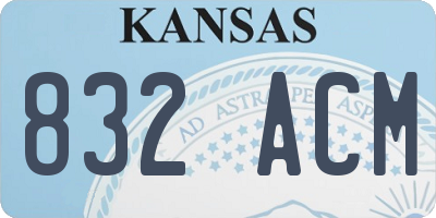 KS license plate 832ACM