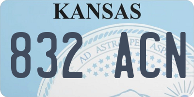 KS license plate 832ACN