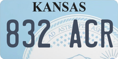 KS license plate 832ACR