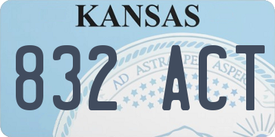 KS license plate 832ACT