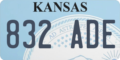 KS license plate 832ADE