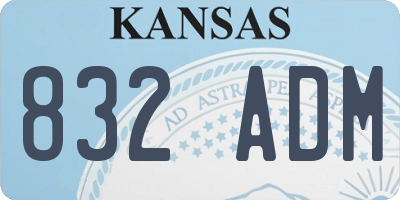 KS license plate 832ADM