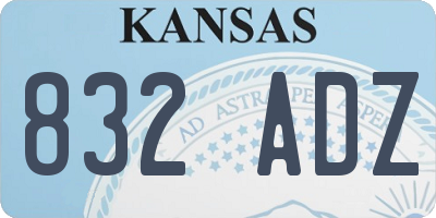 KS license plate 832ADZ