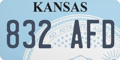KS license plate 832AFD