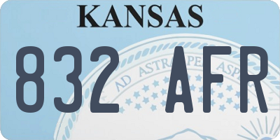 KS license plate 832AFR