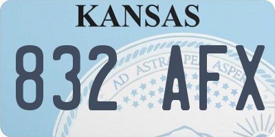KS license plate 832AFX