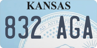 KS license plate 832AGA