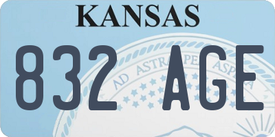 KS license plate 832AGE