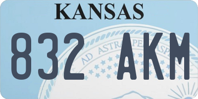 KS license plate 832AKM