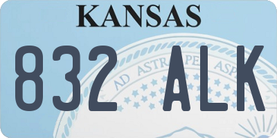 KS license plate 832ALK