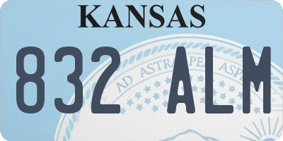 KS license plate 832ALM