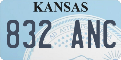 KS license plate 832ANC