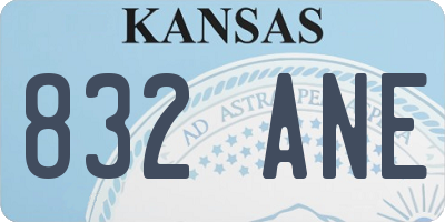 KS license plate 832ANE