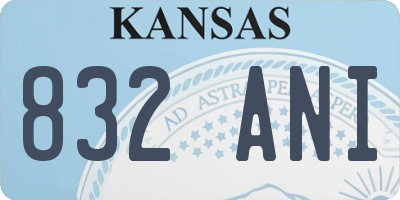 KS license plate 832ANI